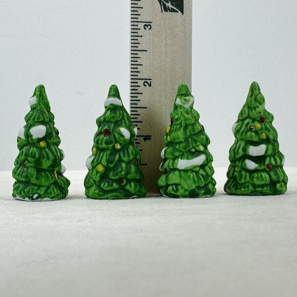 Vintage Christmas Village Accessories Ceramic Trees Children Figurines Set 7 pcs - Picture 13 of 16